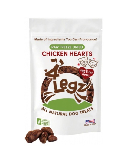 4Legz Freeze Dried Chicken Hearts Dog Treats - 4 oz