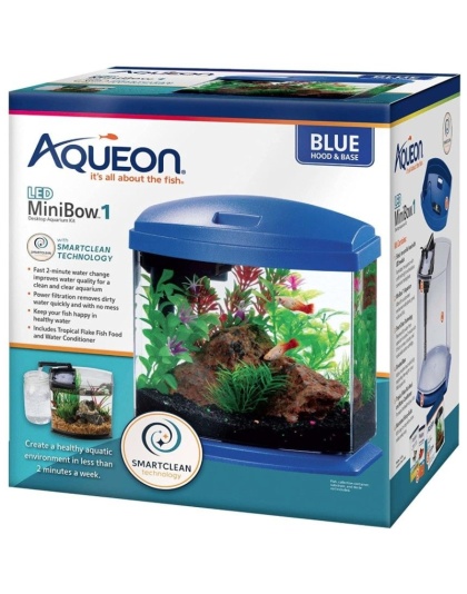 Aqueon LED MiniBow 1 SmartClean Aquarium Kit Blue - 1 gallon