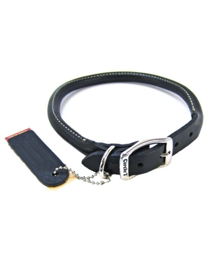 Circle T Pet Leather Round Collar - Black - 18" Neck