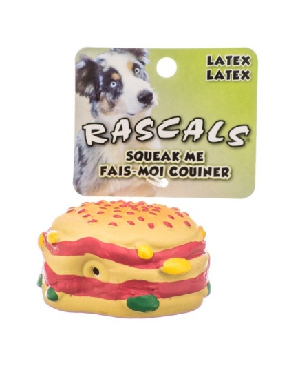 Rascals Latex Hamburger Dog Toy - 2.5" Diameter