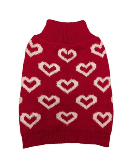 Fashion Pet All Over Hearts Dog Sweater Red - Large