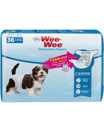 Four Paws Wee Wee Disposable Diapers X-Small - 36 count