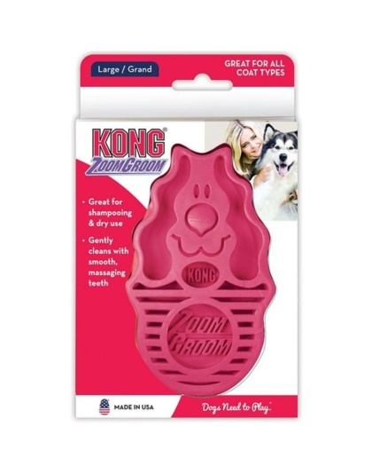 KONG ZoomGroom Dog Brush - Raspberry - Large