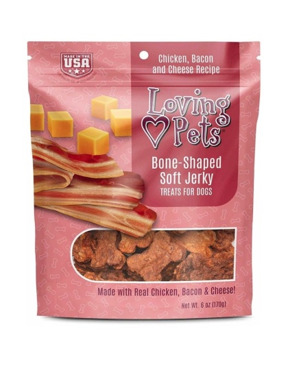 Loving Pets Bone-Shaped Soft Jerky Treats Bacon - 6 oz