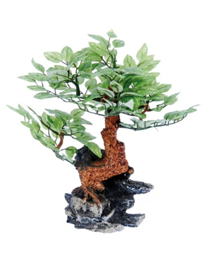 Penn Plax Bonsai Tree on Rock Aquarium Ornament - 10" Tall