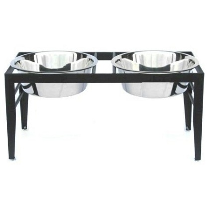 Chariot Double Elevated Dog Bowl - Medium/Black