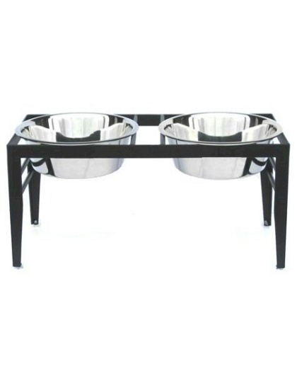 Chariot Double Elevated Dog Bowl - Medium/Black