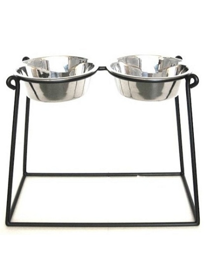 Pyramid Elevated Double Dog Feeder - XX Large/Black