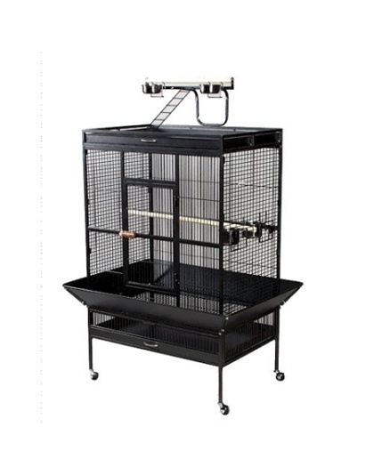 Select Wrought Iron Play Top Parrot Cage - Chalk White