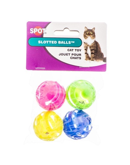 Spot Slotted Balls with Bells Inside Cat Toys - 4 Pack