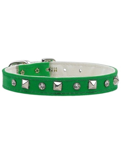 "Just the Basics" Crystal and Pyramid Collars Green 10