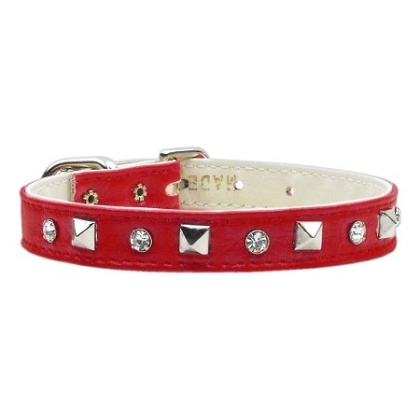 "Just the Basics" Crystal and Pyramid Collars Red 10