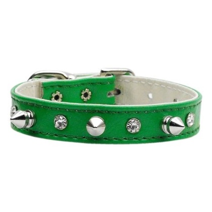 "Just the Basics" Crystal and Spike Collars Green 10