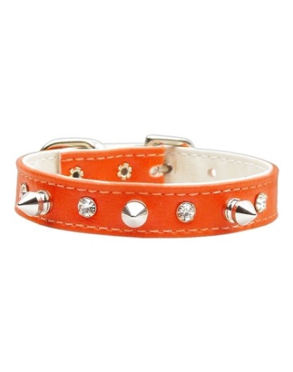 "Just the Basics" Crystal and Spike Collars Orange 10