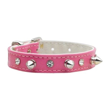 "Just the Basics" Crystal and Spike Collars Pink 10