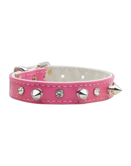 "Just the Basics" Crystal and Spike Collars Pink 10