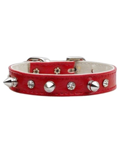 "Just the Basics" Crystal and Spike Collars Red 10