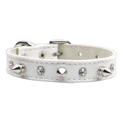 "Just the Basics" Crystal and Spike Collars White 10