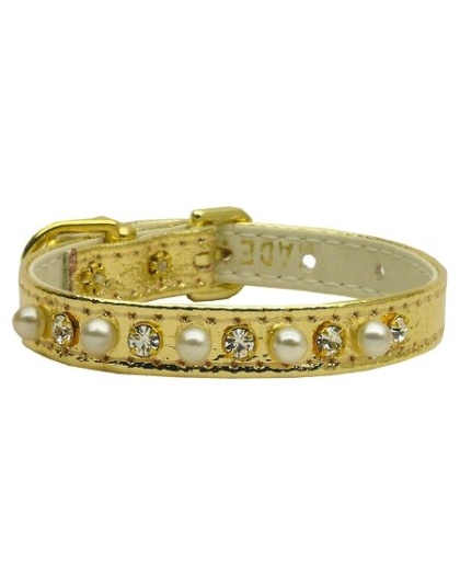 3/8" Pearl and Clear Crystals Collar Gold 10