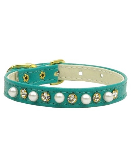 3/8" Pearl and Clear Crystals Collar Turquoise 10