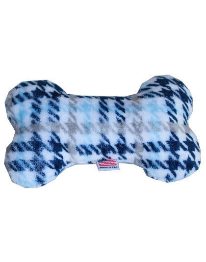 6" Plush Bone Dog Toy Blue Plaid