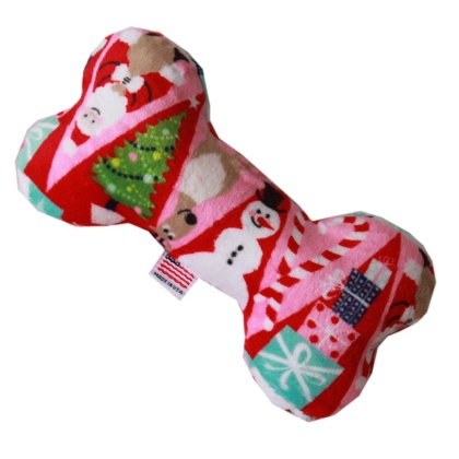 6" Plush Bone Dog Toy Christmas Medley