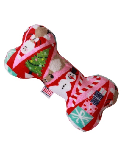 6" Plush Bone Dog Toy Christmas Medley