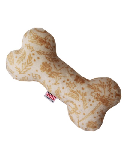 6" Plush Bone Dog Toy Cream Holiday Whimsy