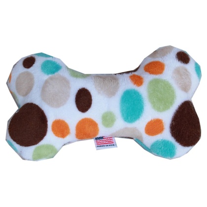 6" Plush Bone Dog Toy Fall Party Dots