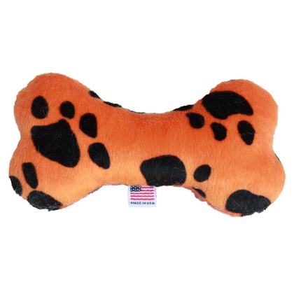 6" Plush Bone Dog Toy Orange Paw