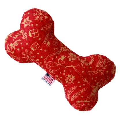 6" Plush Bone Dog Toy Red Holiday Whimsy