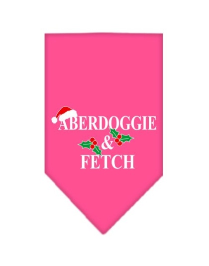 Aberdoggie Christmas Screen Print Bandana Bright Pink Large