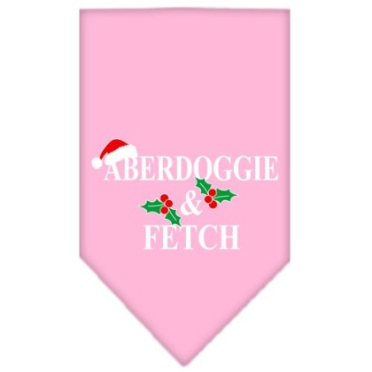 Aberdoggie Christmas Screen Print Bandana Light Pink Large