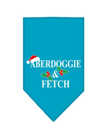 Aberdoggie Christmas Screen Print Bandana Turquoise Large