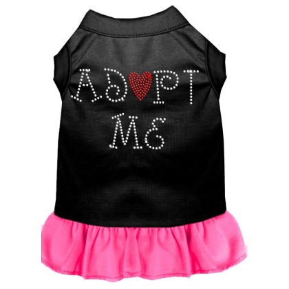 Adopt Me Rhinestone Dress Black with Bright Pink Lg