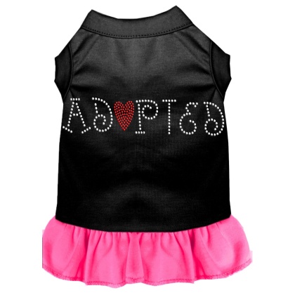 Adopted Rhinestone Dress Black with Bright Pink Lg