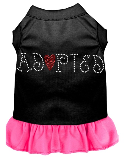 Adopted Rhinestone Dress Black with Bright Pink Lg