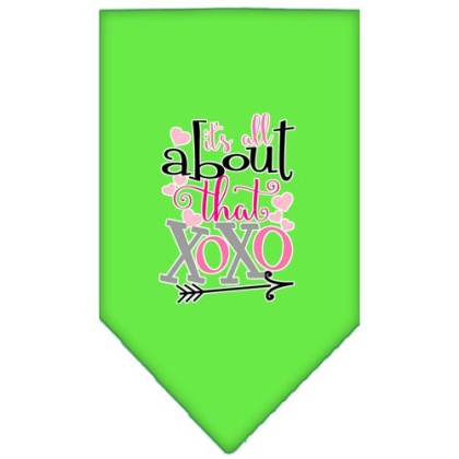 All About that XOXO Screen Print Bandana Lime Green Large