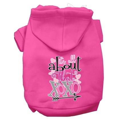 All About that XOXO Screen Print Dog Hoodie Bright Pink L