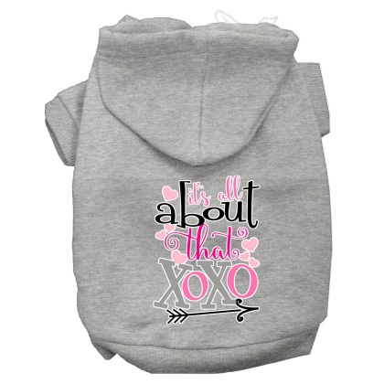 All About that XOXO Screen Print Dog Hoodie Grey L