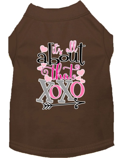 All about that XOXO Screen Print Dog Shirt Brown Lg