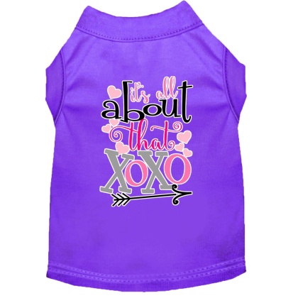 All about that XOXO Screen Print Dog Shirt Purple Lg