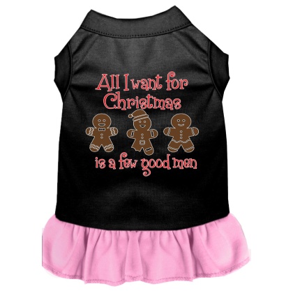 All I want is a Few Good Men Screen Print Dog Dress Black with Light Pink 4X