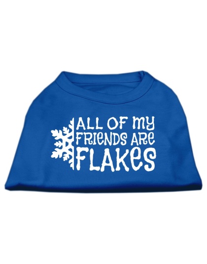 All my Friends are Flakes Screen Print Shirt Blue Lg