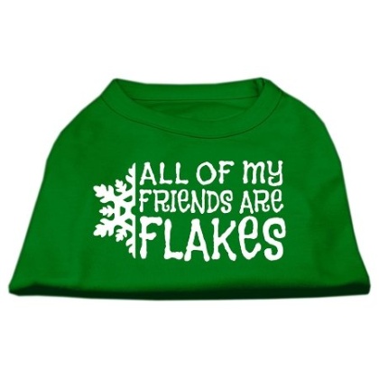 All my Friends are Flakes Screen Print Shirt Emerald Green Lg