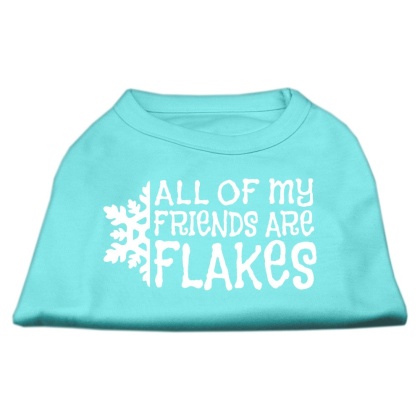 All my friends are Flakes Screen Print Shirt Aqua L