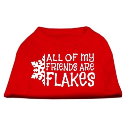 All my friends are Flakes Screen Print Shirt Red L