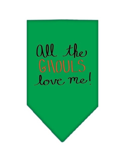 All the Ghouls Screen Print Bandana Emerald Green Large