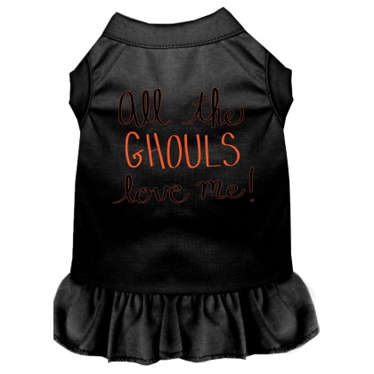 All the Ghouls Screen Print Dog Dress Black 4X (22)