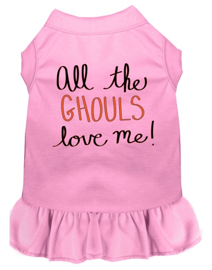 All the Ghouls Screen Print Dog Dress Light Pink 4X (22)